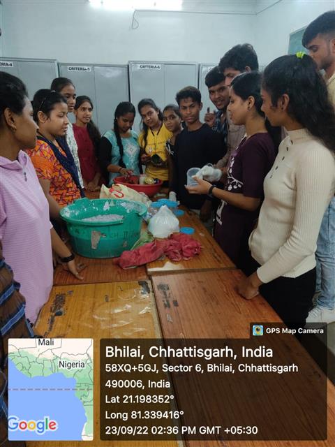 Workshop on pot making by using waste paper slurry